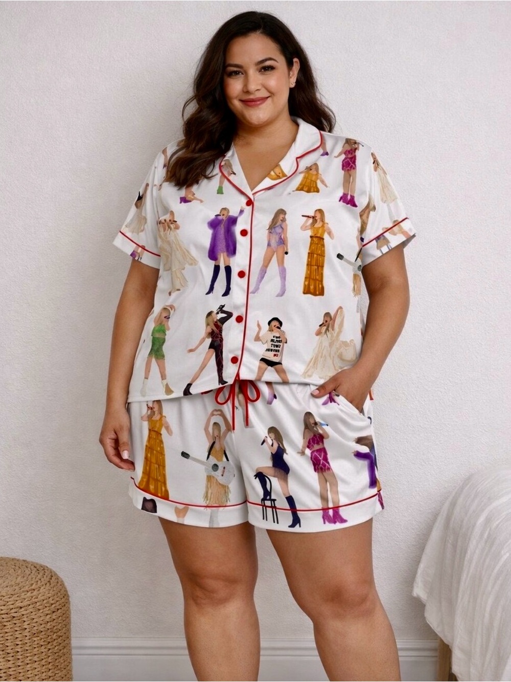 Taylor Swift She Show. Satin Short Pajama Set